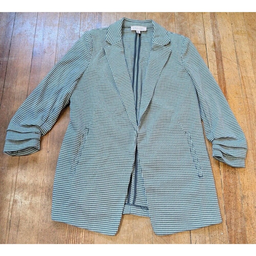 Philosophy Soft Knit Blazer Black White Houndstooth Business Suit Jacket Medium
